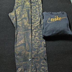 Nike Black Leggings with Gold Accents